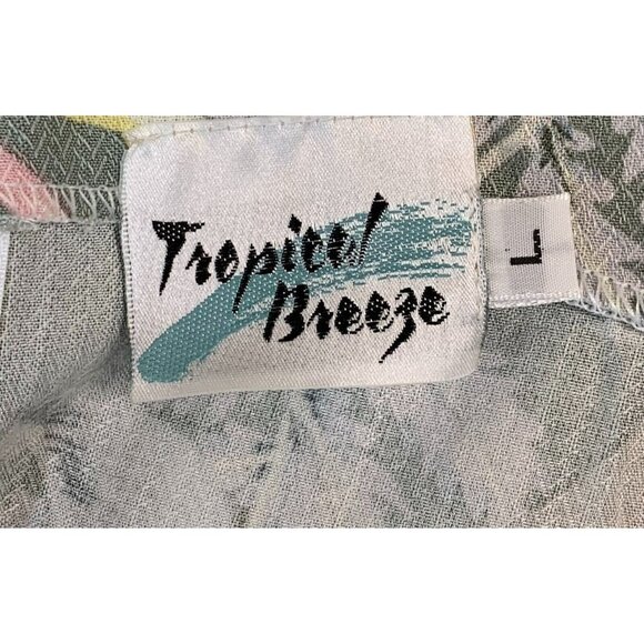 Tropical Breeze Women Dress Size Large Olive Floral Sleeveless Round Neck Midi - Picture 4 of 5